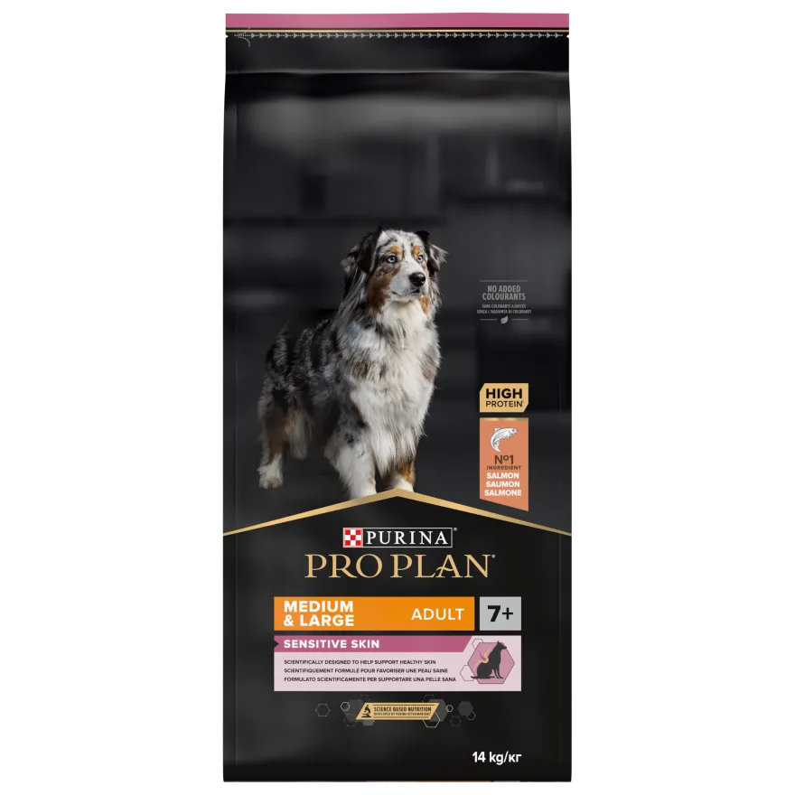 Adult 7+ Sensitive Skin Medium & Large tørrfôr til mellomstore og store hunder, 14 kg