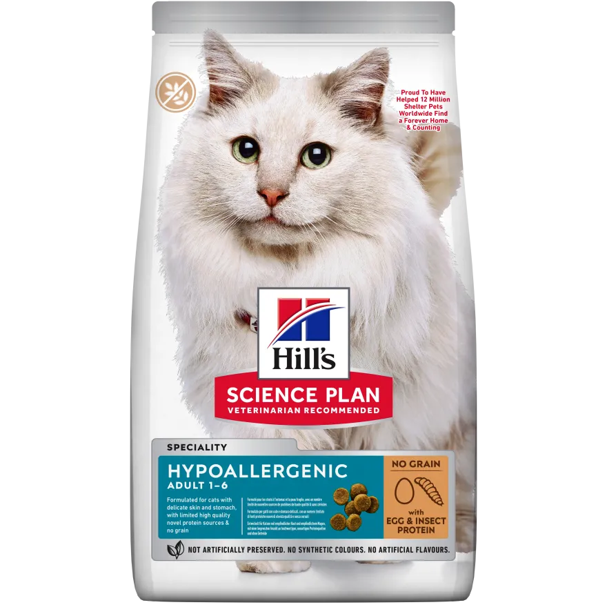 Allergivennlig fôr til voksne katter med egg- og insektprotein 1,5 kg
