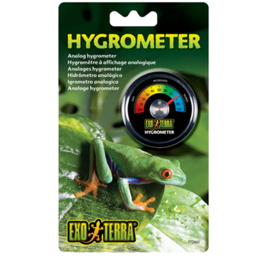 Analogt hygrometer - luftfuktighet i terrarium svart 5 cm