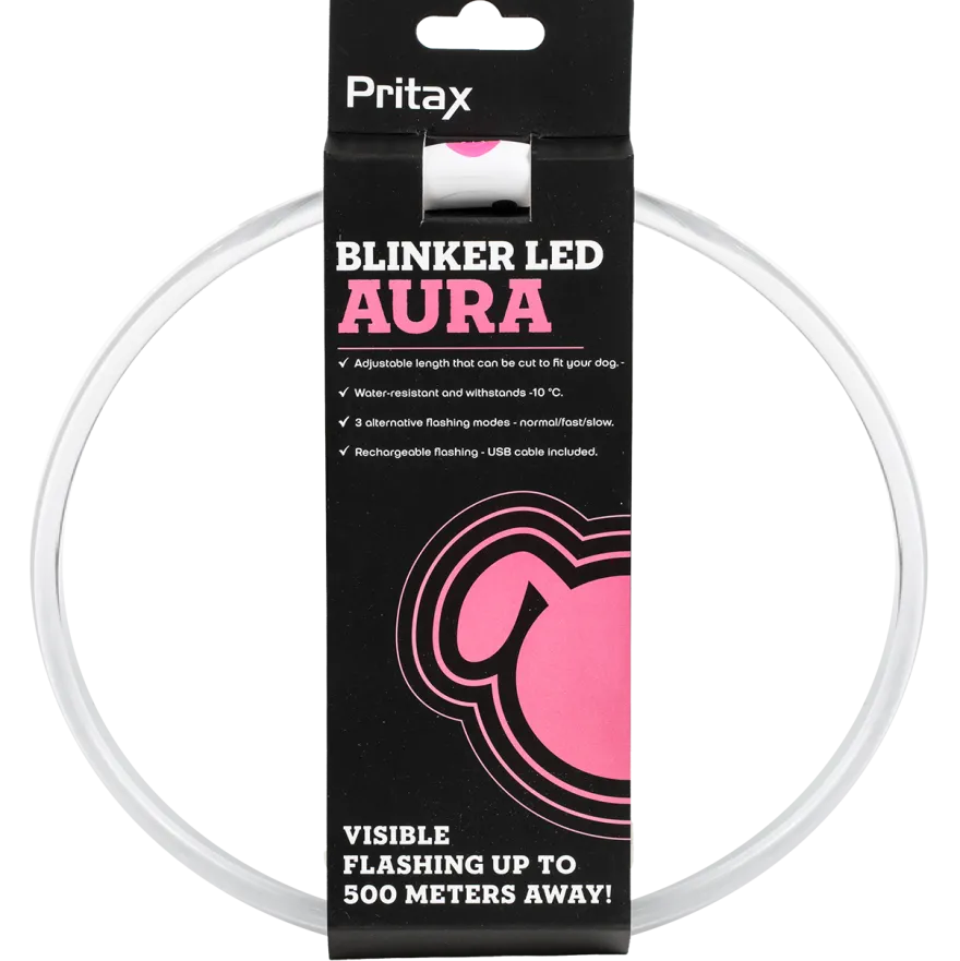 Blinkende krage LED Aura, 8mm, 35-60cm, Rosa