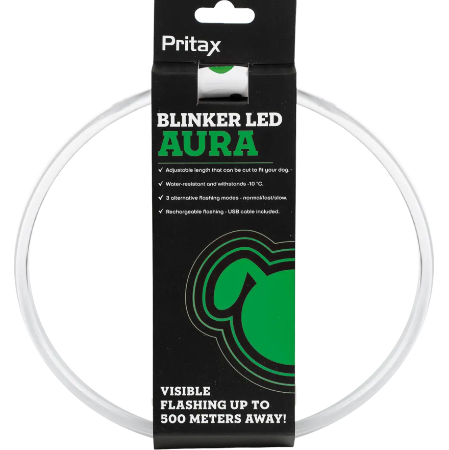 Blinkende krage LED Aura, 8 mm, 35-60 cm, grønn