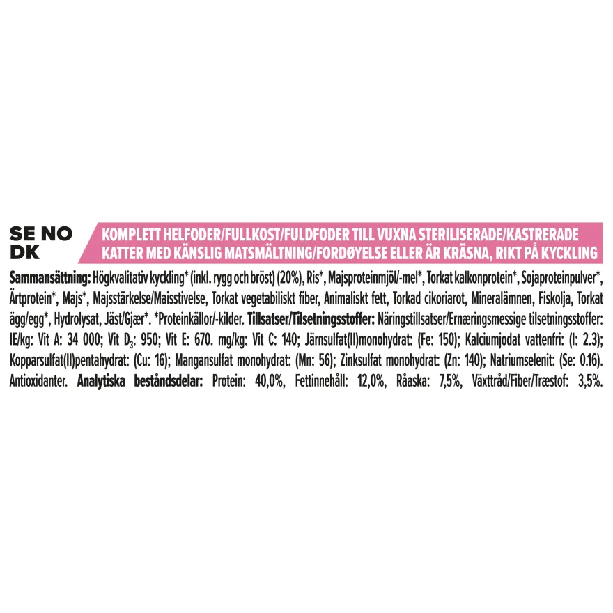 Cat Adult Sterilised Delicate Digestion Kylling 1,5 kg