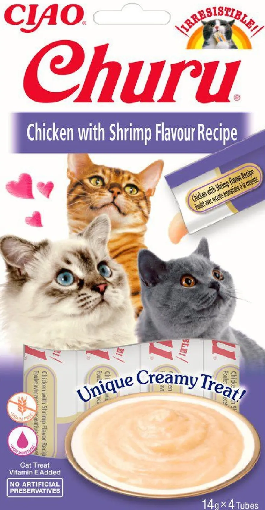 Cat Creamy Treat Chicken with Shrimp flavor 4-pk.