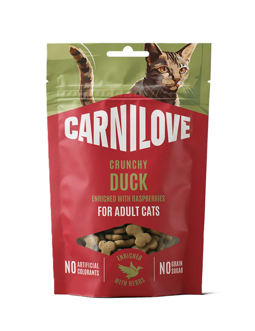 Cat Crunchy Snack Duck Enriched with Raspberries 50g