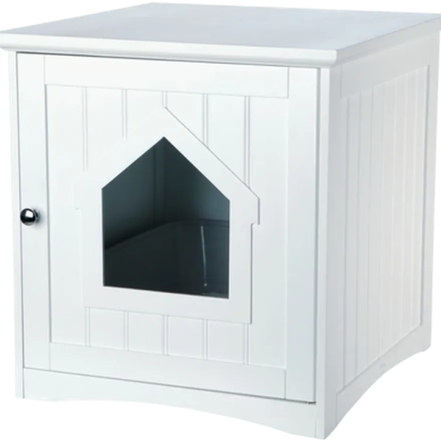 Cat House Litter Box MDF White 49 x 51 x 51 cm