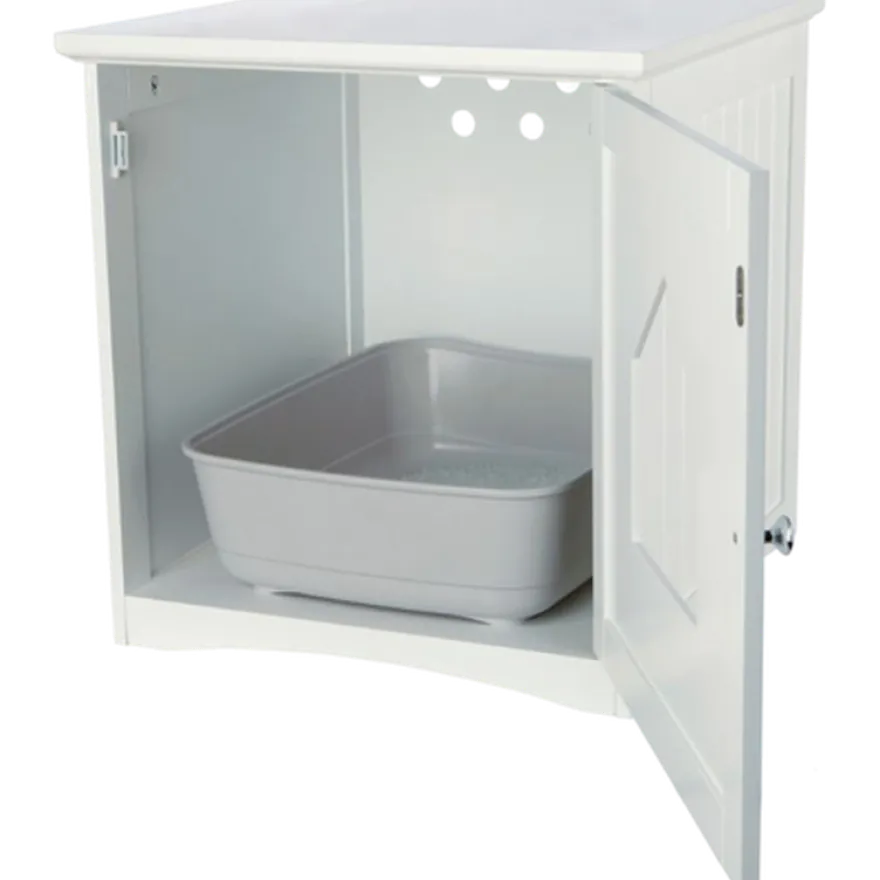 Cat House Litter Box MDF White 49 x 51 x 51 cm