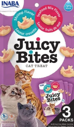 Cat Juicy Bites reke- og sjømatblanding, 3-pakning