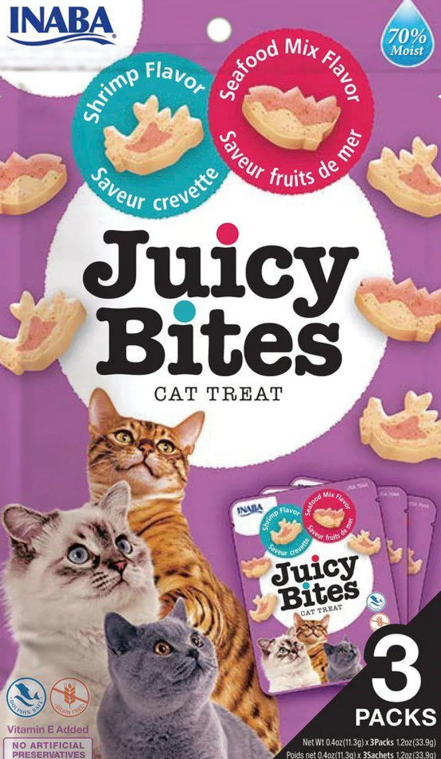 Cat Juicy Bites reke- og sjømatblanding, 3-pakning