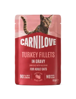 Cat Pouch Saus med høyt innhold av kalkun, beriket med valerian 85 g