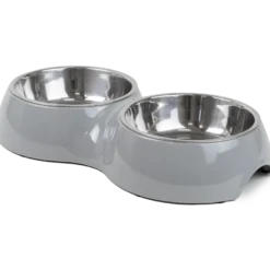 Dobbel matbolle Solid Grey M, 350ml, 33x17,5x6cm