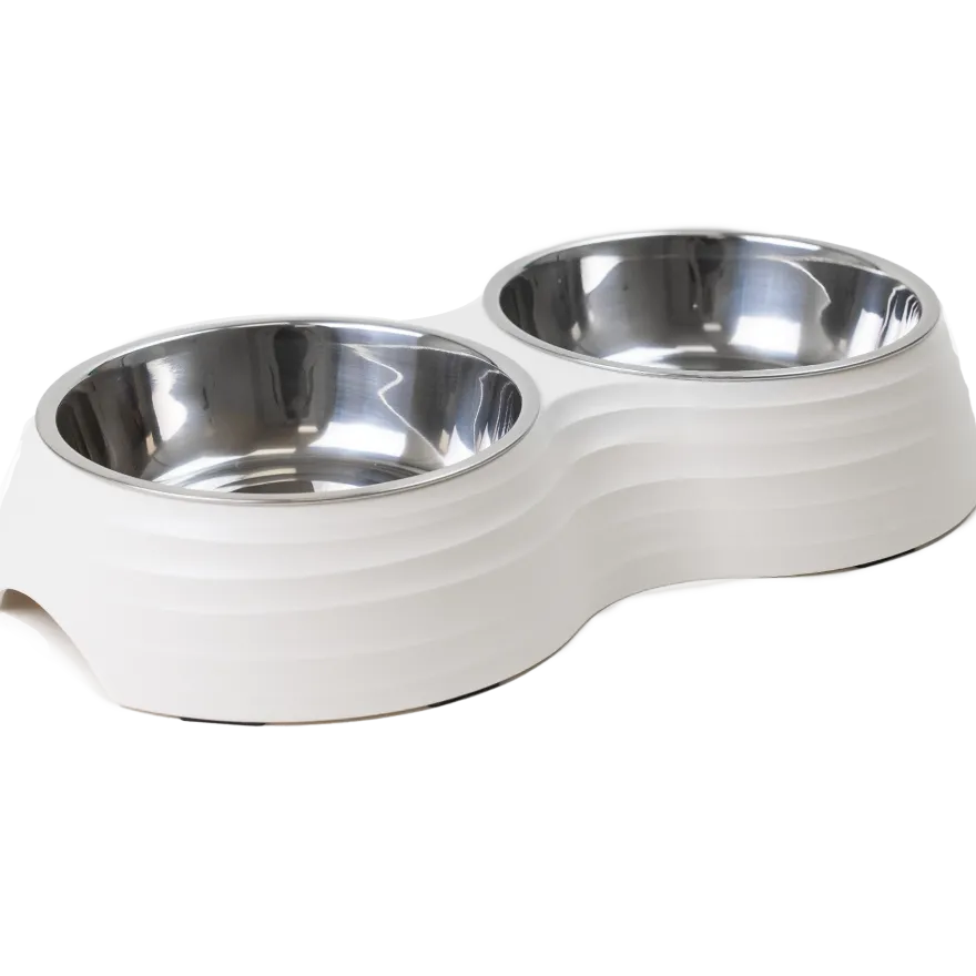 Dobbel matskål Ripple Hvit M 350 ml 32x17,5x6,5 cm