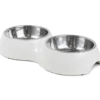 Dobbel matskål Solid Hvit M, 350ml, 33x17,5x6cm