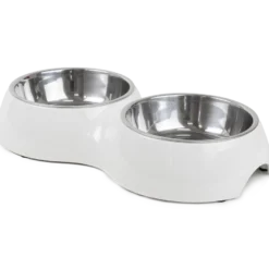 Dobbel matskål Solid Hvit M, 350ml, 33x17,5x6cm