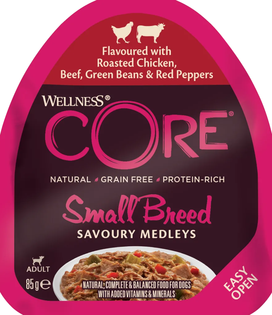Dog Adult Savoury Medleys Small Breed Kylling, storfekjøtt, bønner og pepper våt 85g