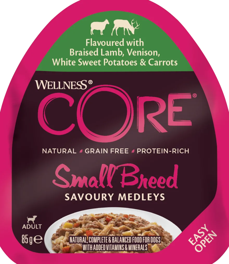 Dog Adult Savoury Medleys Small Breed Lamb, Venison, Sweet Potatoes & Carrots Wet 85 g.