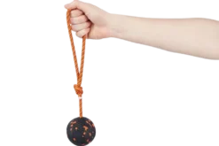 Dog ball on rope 60X60 mm Orange/black