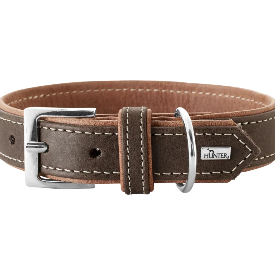 Dog Collar Porto Dark Brown/Cognac 60 - Neck 46-52cm