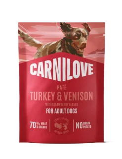 Dog Pouch Paté med kalkun og hjort og jordbærblader 300 g