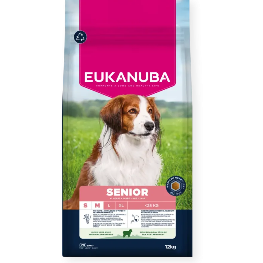 Dog Senior Small/Medium Breed Lam og ris 12 kg