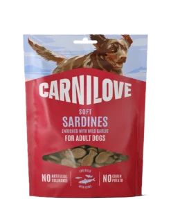 Dog Soft-snacks med sardiner beriket med vill hvitløk 200 g