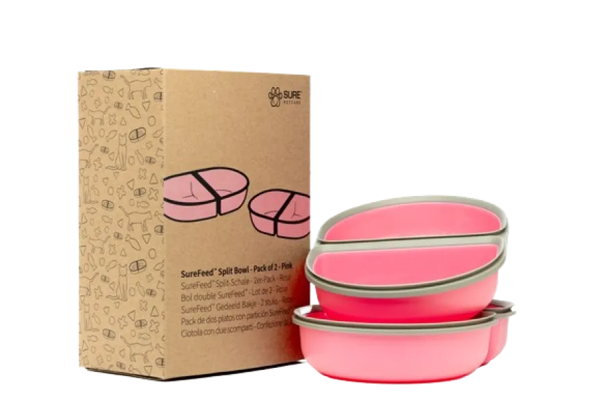 Ekstra matskål - Rosa / Split 2-pk