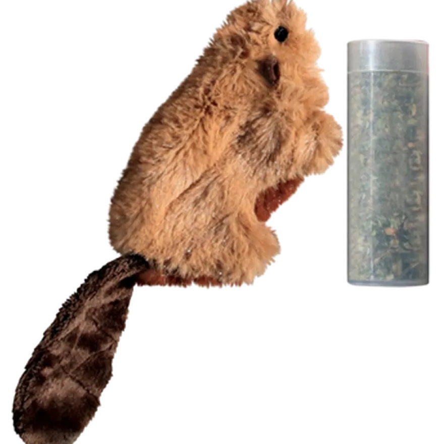 Etterfyllbar katteleketøy med kattemynte Beaver Brown, One Size