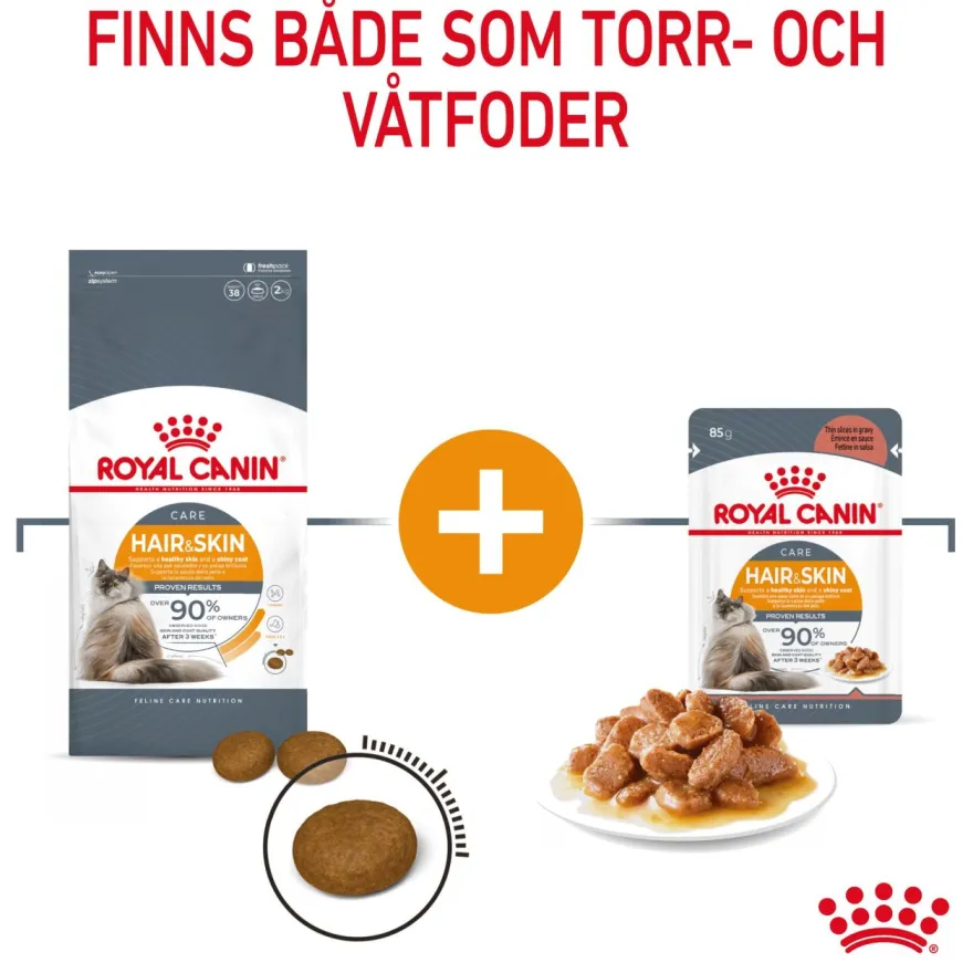 Feline Wet Hair & Skin Care Gravy 85 g x 12 stk - porsjonsposer