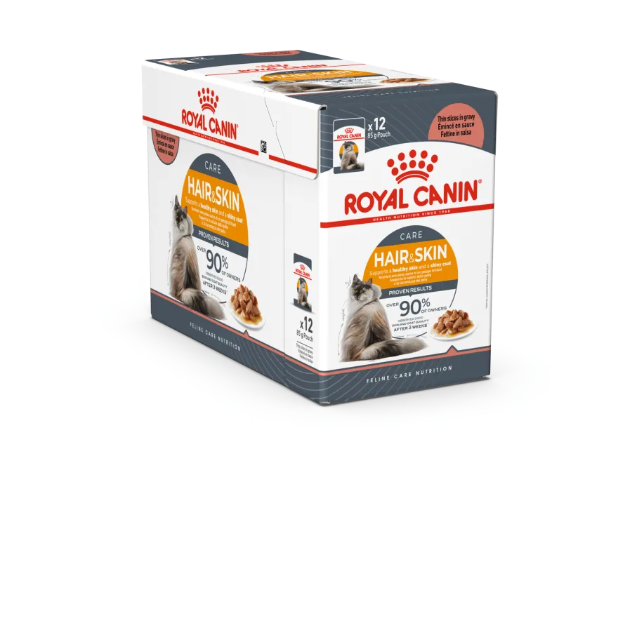 Feline Wet Hair & Skin Care Gravy 85 g x 12 stk - porsjonsposer
