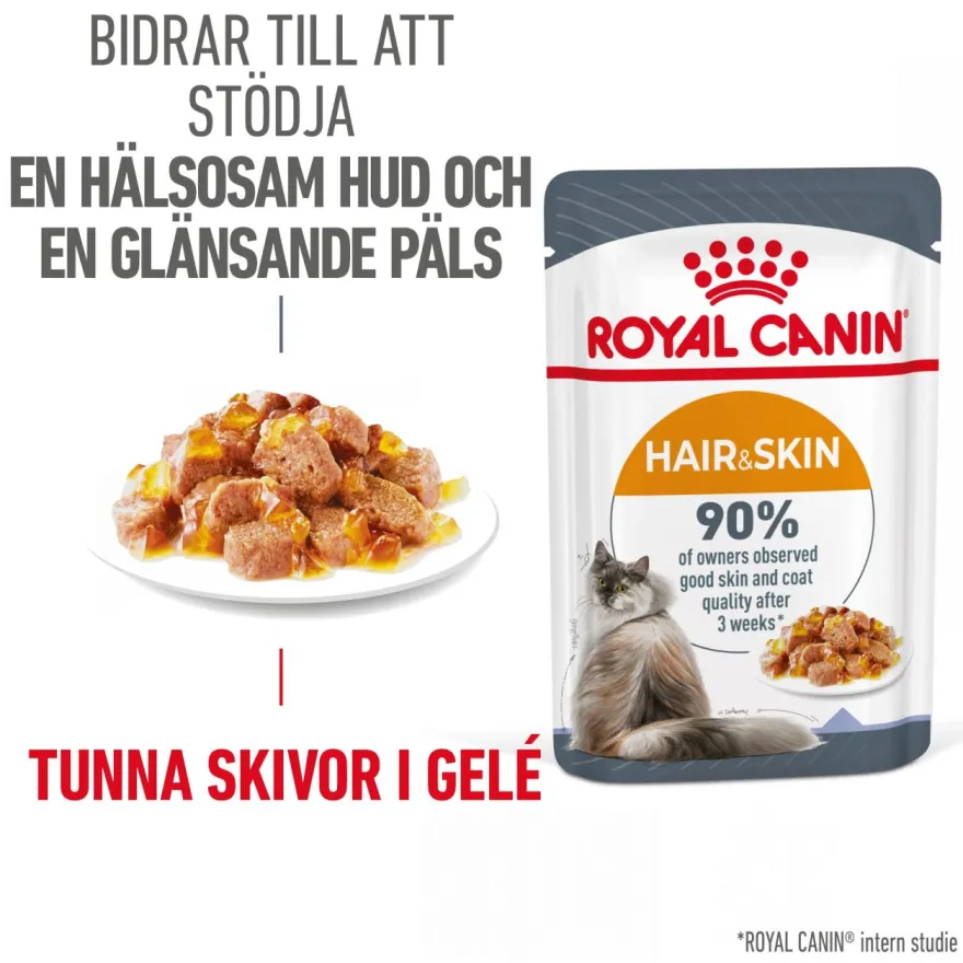 Feline Wet Hair & Skin Care Jelly 85 g x 12 stk - porsjonsposer