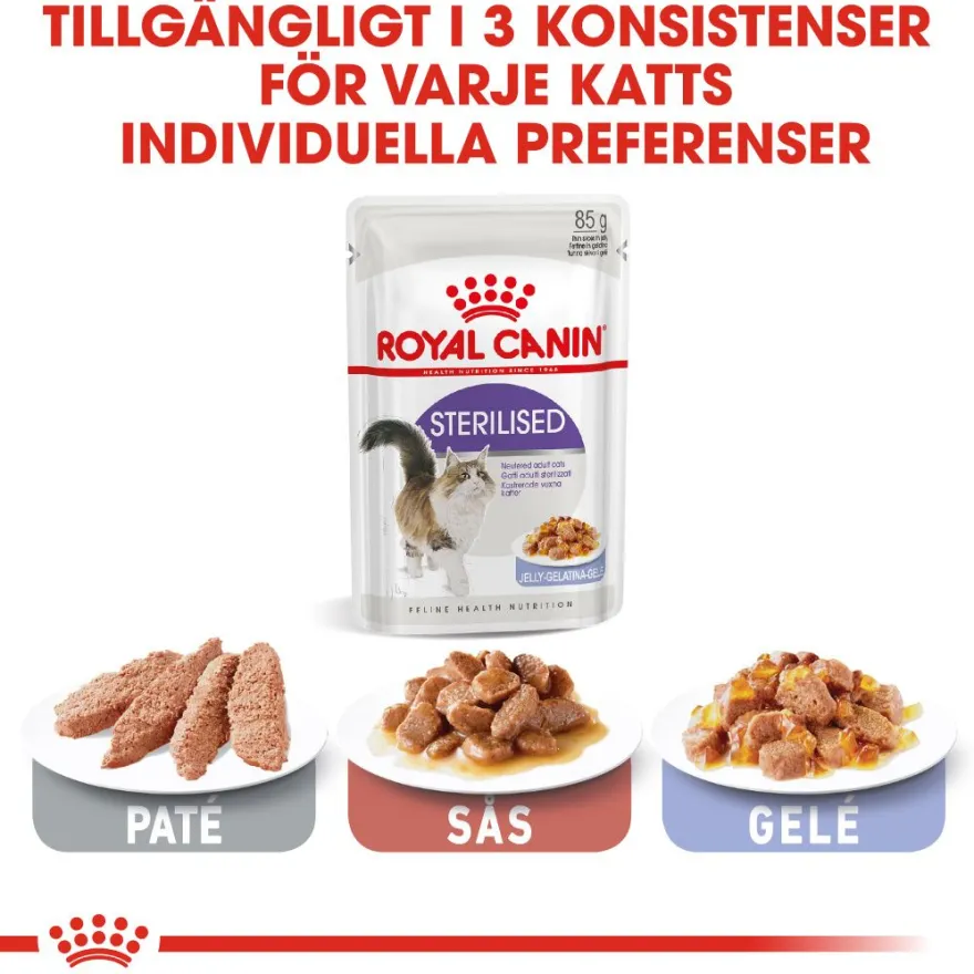 Feline Wet Sterilised Jelly 85 g x 12 stk - porsjonsposer