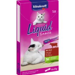 Flytende kattesnacks med oksekjøtt og inulin, 6-pakning - 15 g