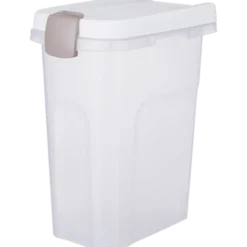 Fôrbeholder for tørrfôr og strø, hvit 25 L