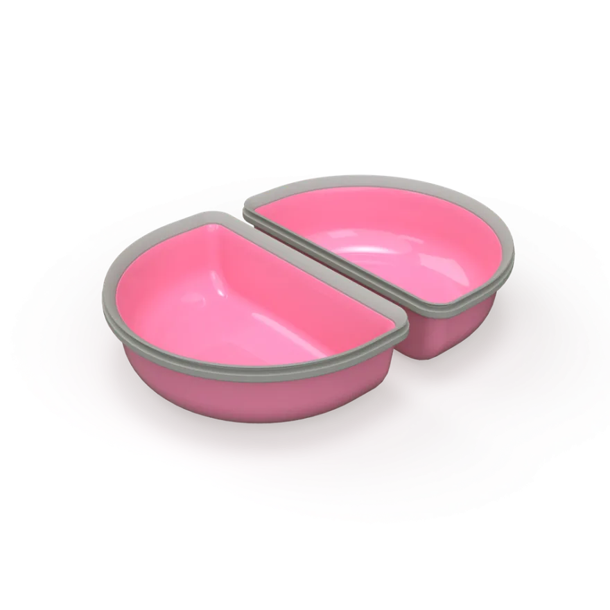 Fôringsautomat halvskål - rosa 2-pk