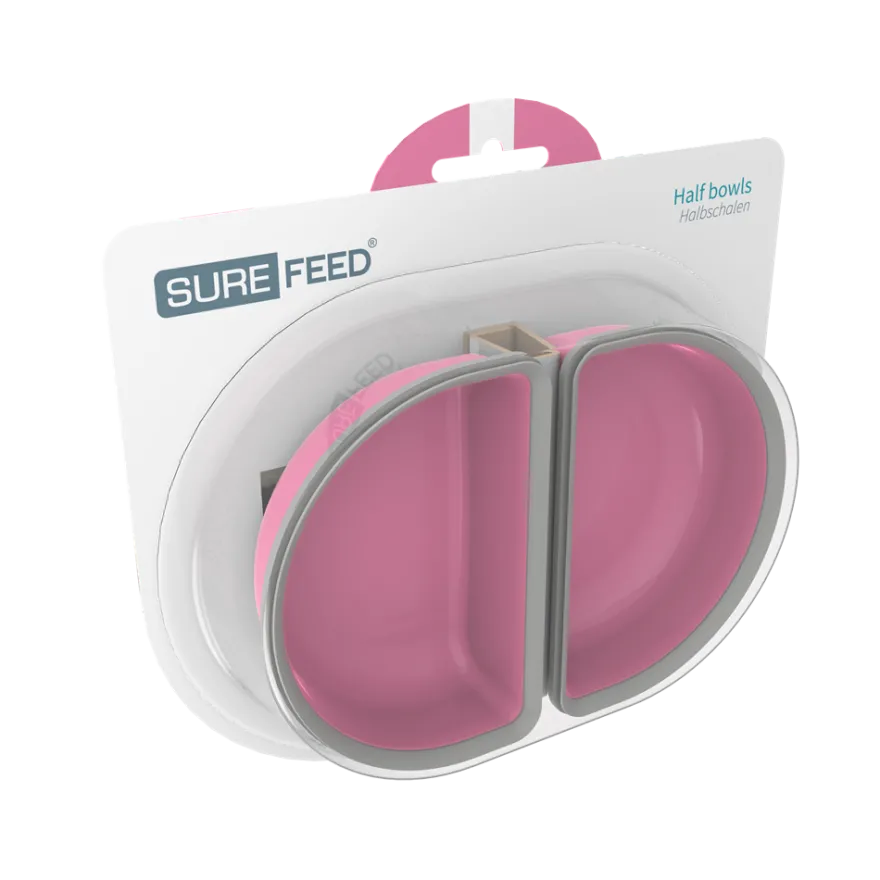 Fôringsautomat halvskål - rosa 2-pk