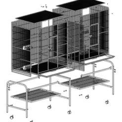 Fuglebur Rival Double w Table Grå L 165 x B 54 x H 158 cm