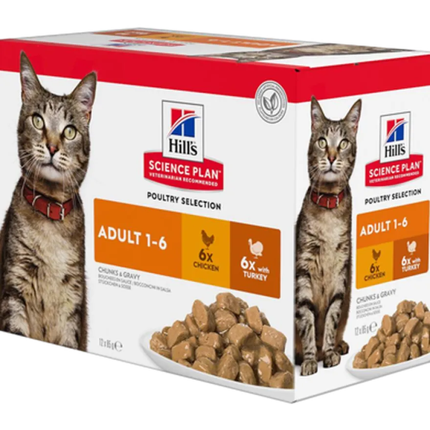 Hills Science Plan Feline Adult Chicken Turkey Pouch - Wet Cat Food 12 x 85 g