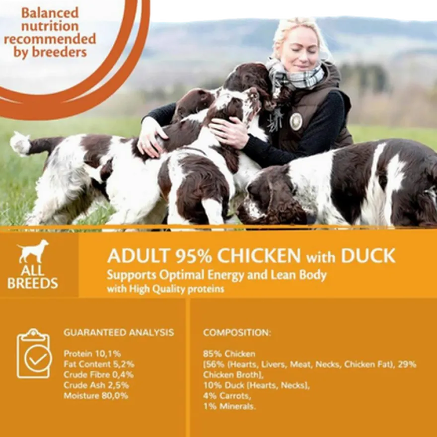 Hund Adult 95 % Duo Protein kylling og and 400g