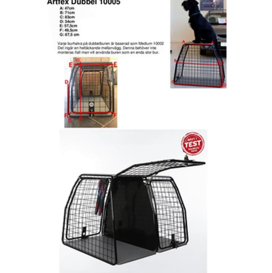 Hundebur Double Black Medium Medium - 10005 - 83x97x67,5 cm