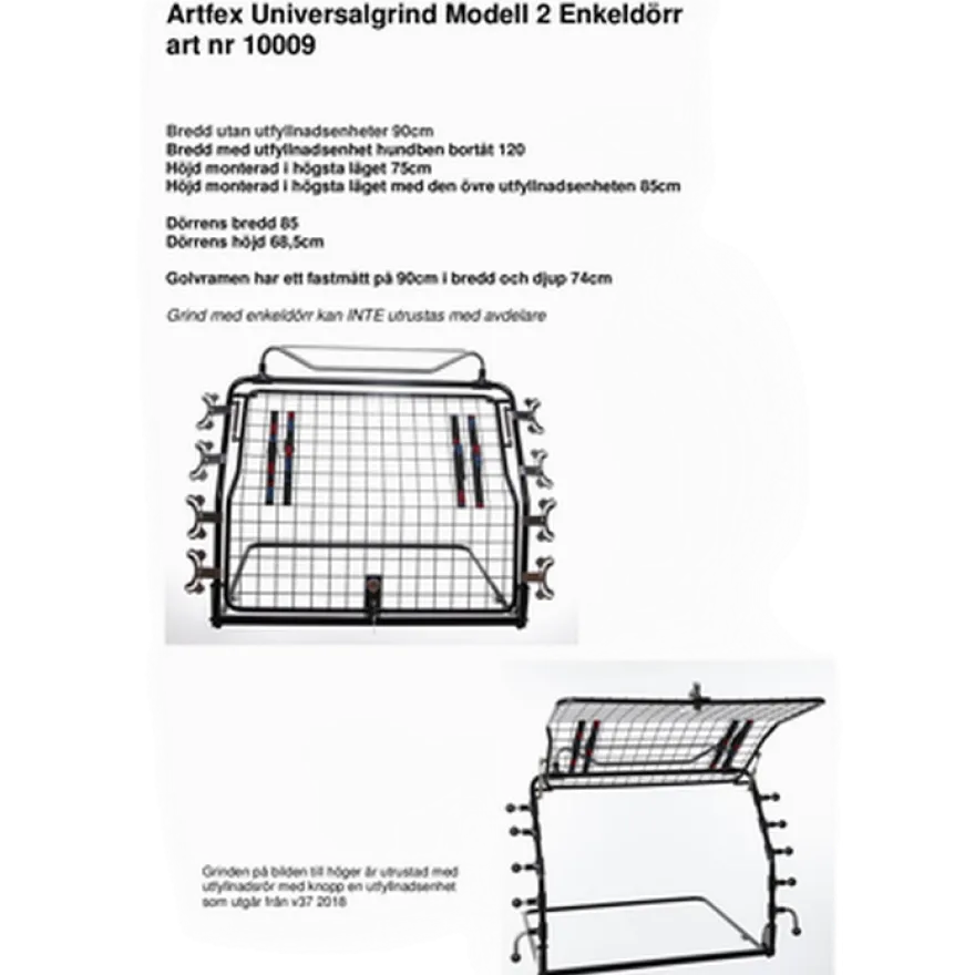 Hundegrind Model 2 Single Svart - 10009 - 90x75 cm