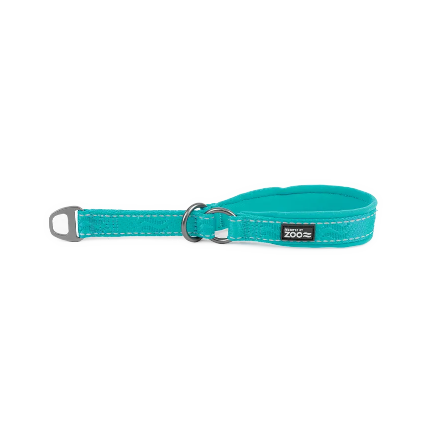 Hundehalsbånd Rufus halv jern 20 mm x 30-40 cm Turkis