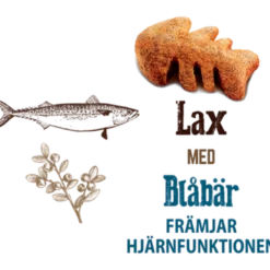 Hundeknasende snacks med laks og bær 200 g