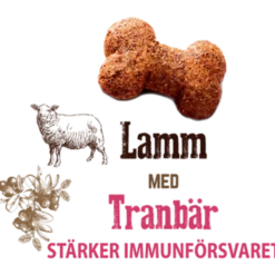 Hundeknasende snacks med lam og tranebær 200 g