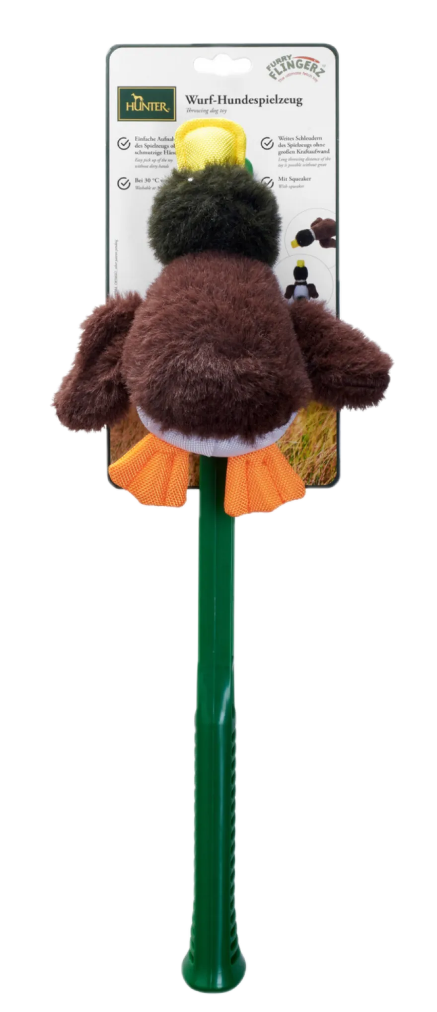 Hundeleketøy Flingerz Furry Duck med avskyter