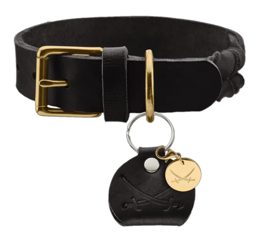 Hundhalsband Sansibar Solid Cow Leather Svart