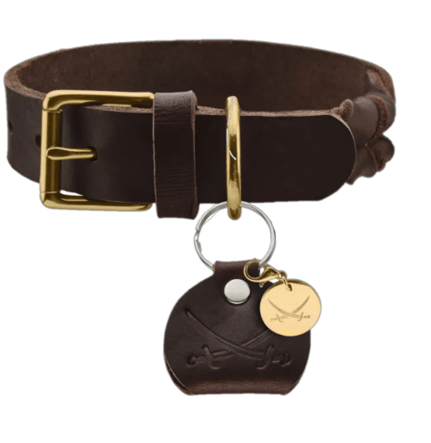 Hundhalsband Sansibar Solid Cow Leather Mörkbrun