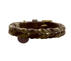 Hundhalsband Solid Education Duo Cognac/Olivgrön