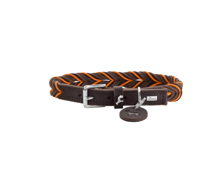 Hundhalsband Solid Education Cord Orange/Mörkbrun