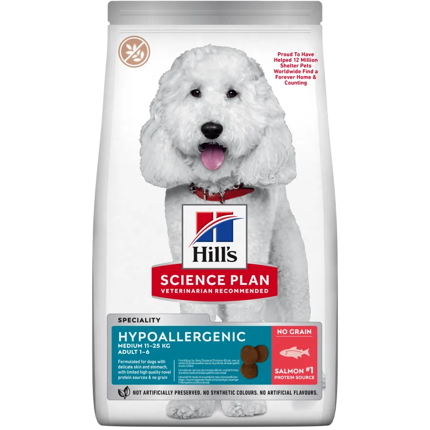 Hypoallergenic Adult Medium tørrfôr for hunder med laks 14 kg