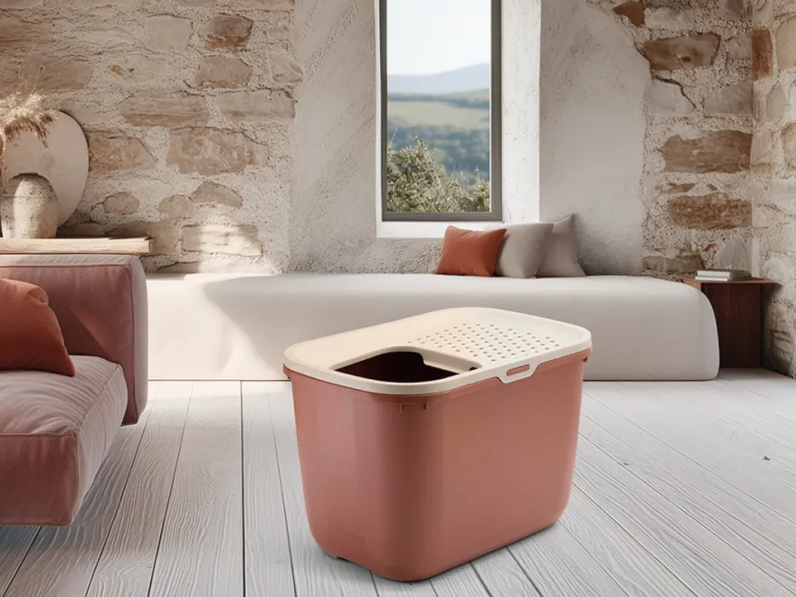 Kattebakke Hop in Giant med tak, 58,5x39x39,6cm, Champagne pink-tuscan red