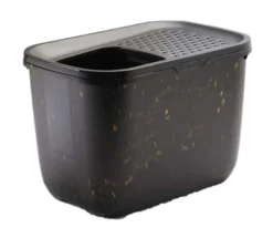 Katteboks Hop in med tak 59x39x39,5cm marmor svart gull